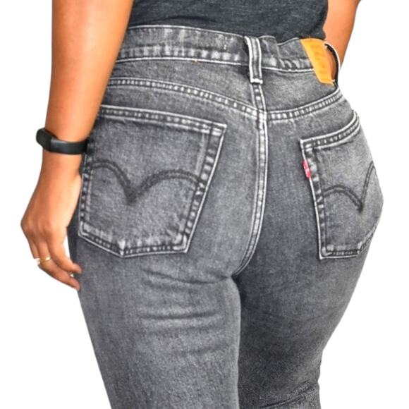 Levis Wedgie Jeans Black Icon Button Fly Straight Leg Cropped High Rise Size 27 - Picture 5 of 16